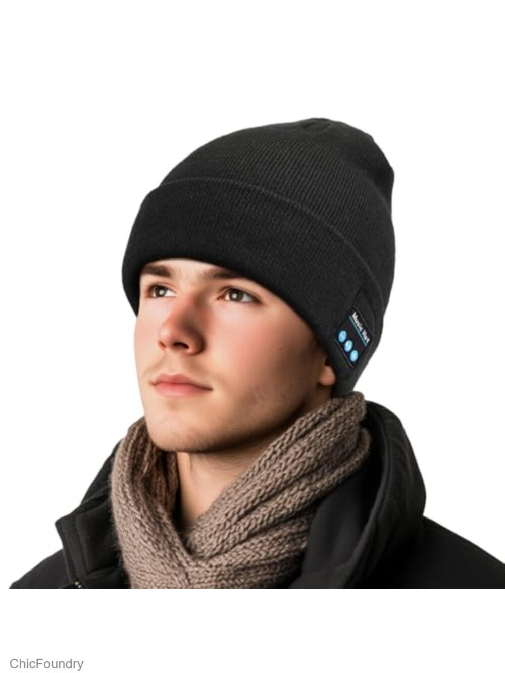Acrylic Bluetooth Beanie Built-in Headphones Mic Winter Hat